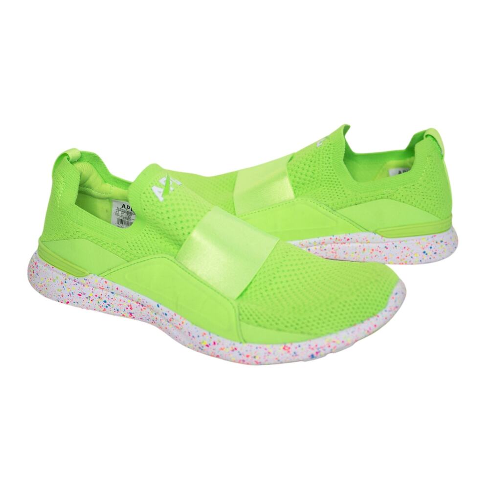 APL Womens Techloom Bliss Neon Knit Running Shoe Neon Green White Speckle SZ 8.5